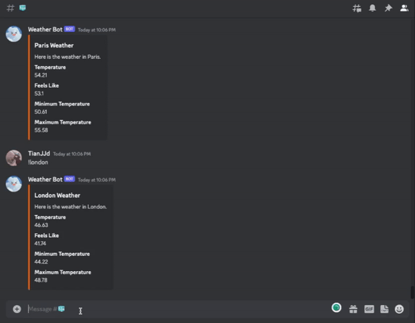 Discord Weather Bot